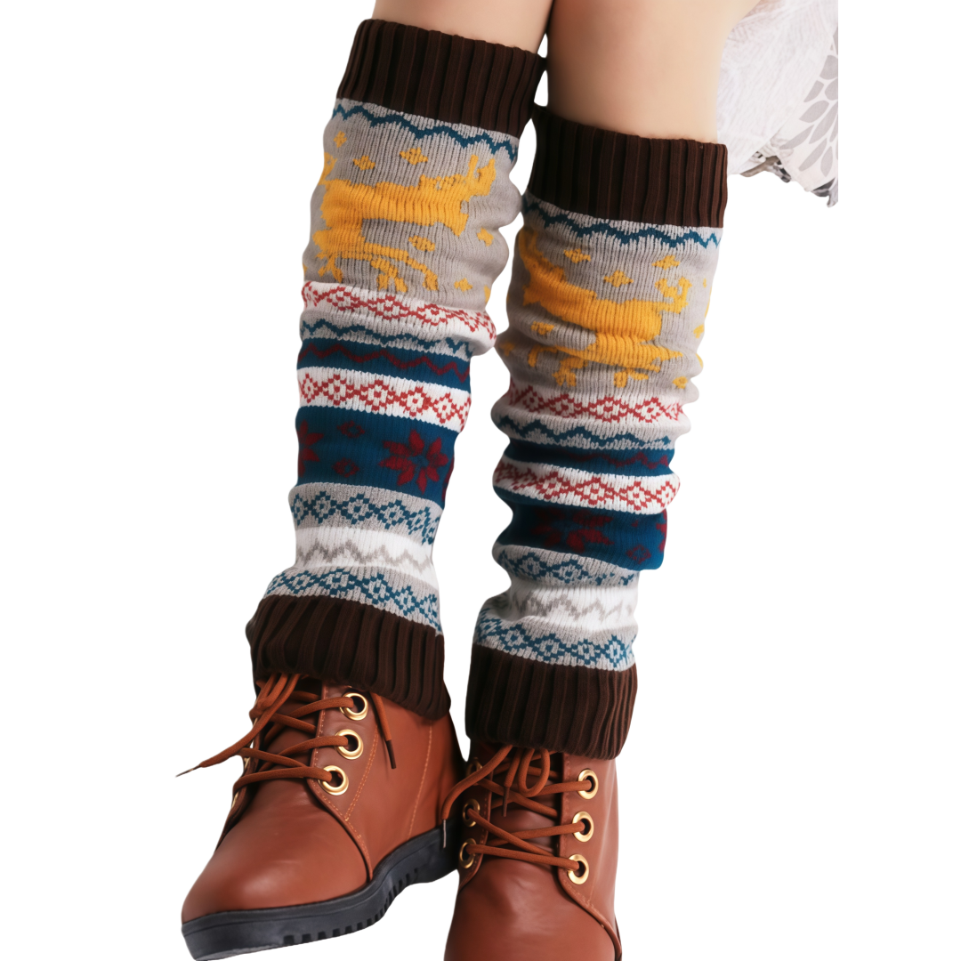 Christmas Knit Leg Warmers Knee Warm Boots Long Crochet Cover Thigh Legwarmers